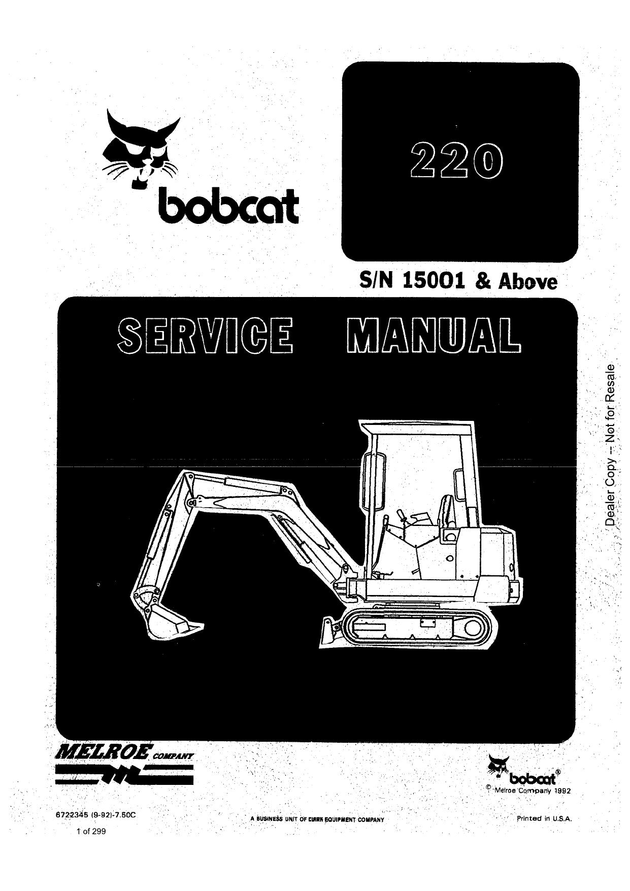 220 Excavator Service Manual Bobcat